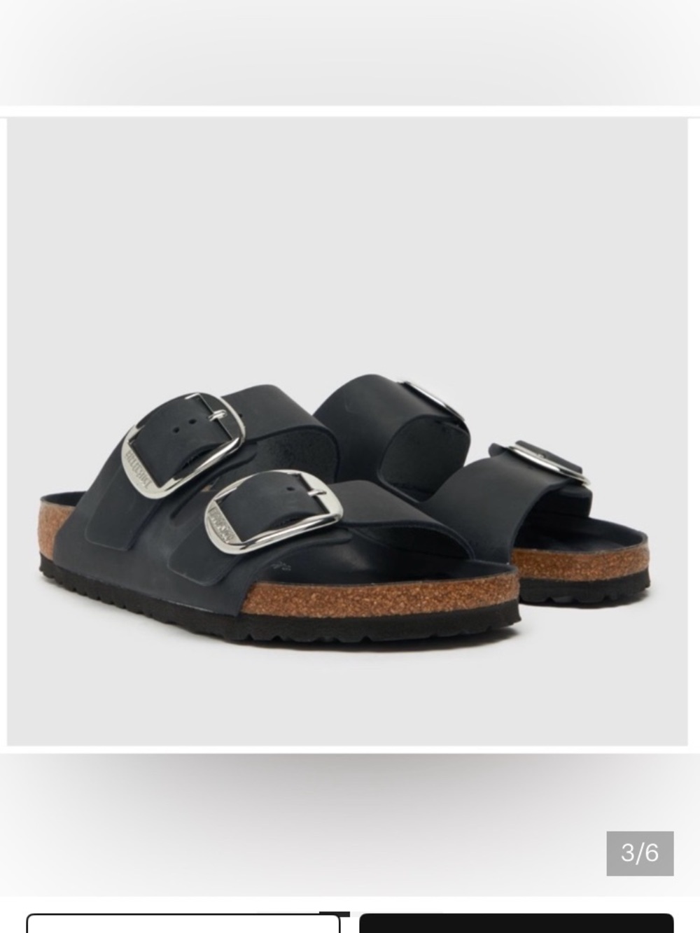 Birkenstock Black Leather Two-Buckle Slide Sandals - Picture 2 of 4